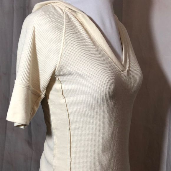 Mystree Waffle Knit Top Hood Short Sleeves Med - Picture 8 of 8